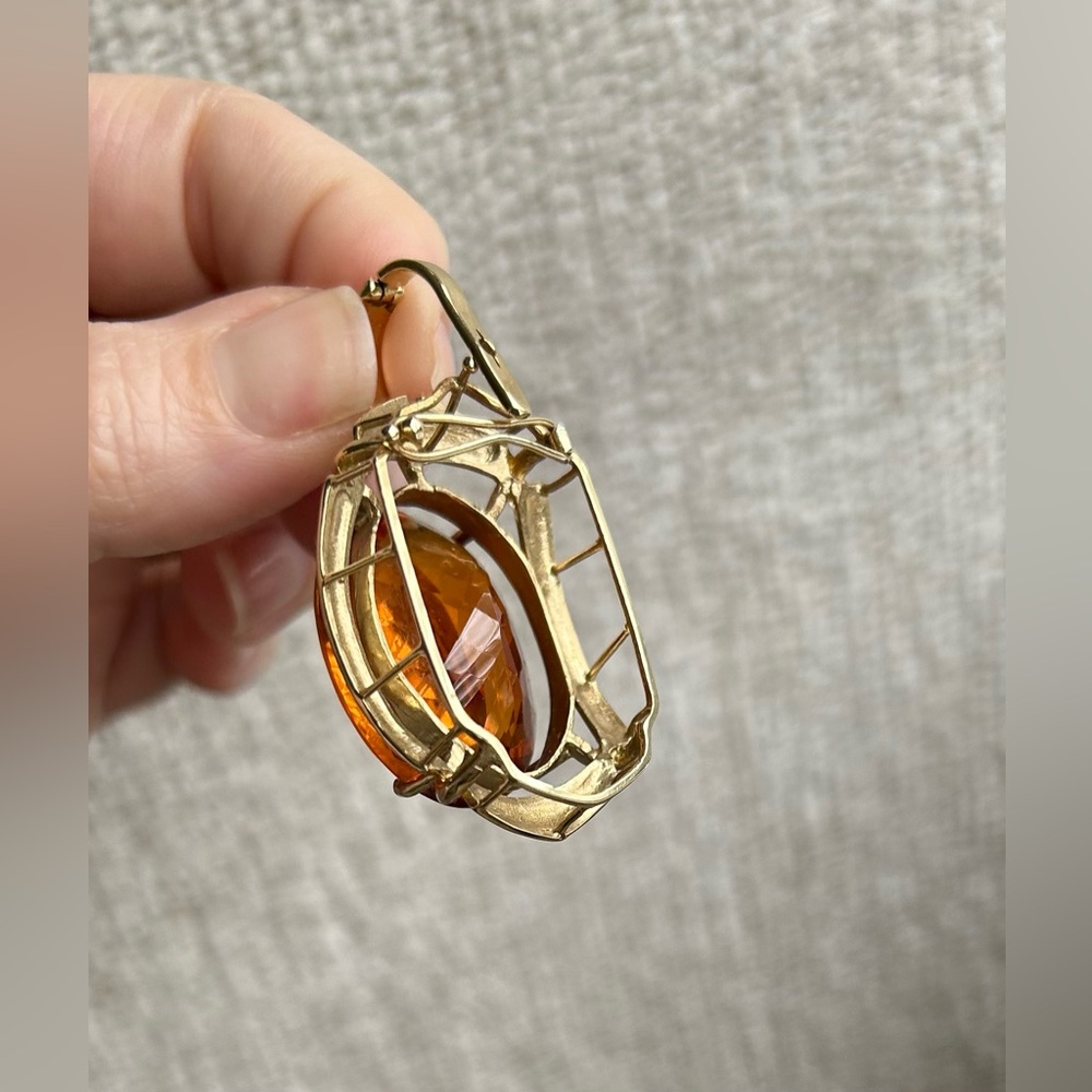 Exquisite Oversized Madeira Citrine 14K Gold Enhancer Pendant - Picture 10 of 15